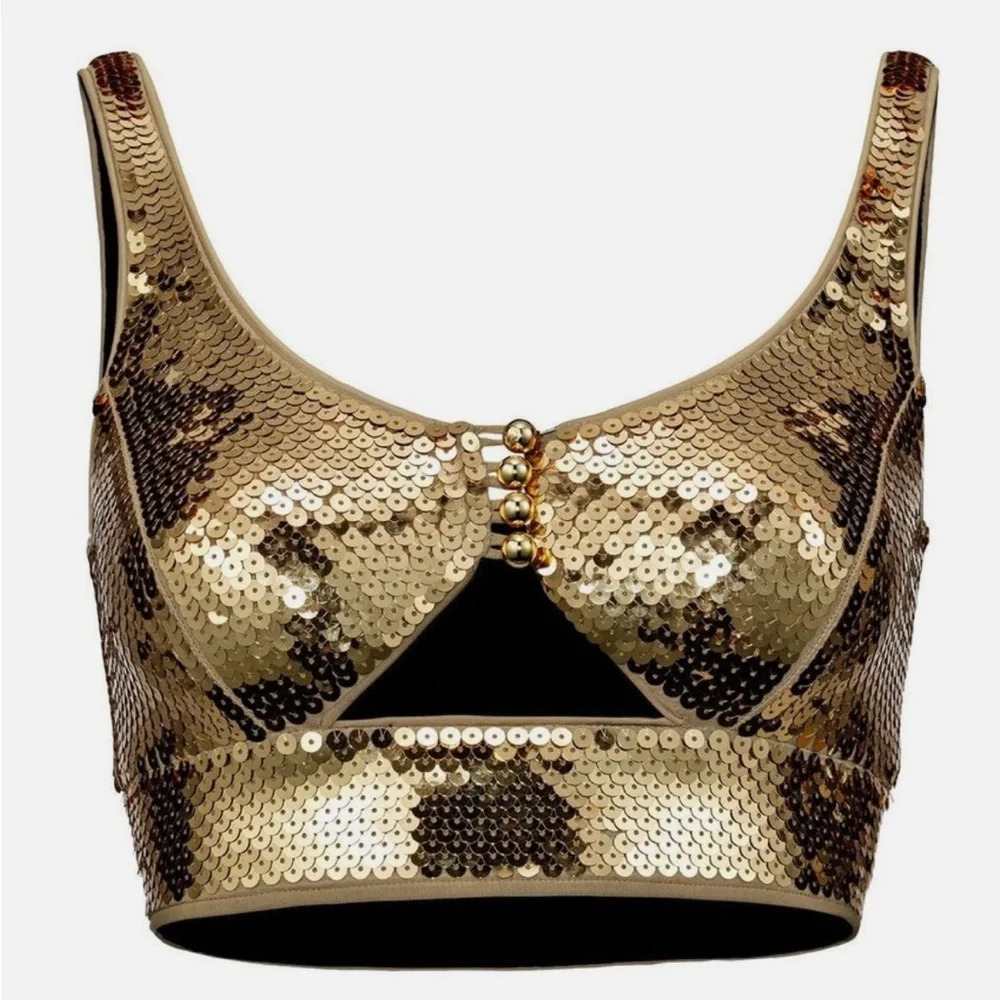 NWT Rabanne x HM sequin top in gold (size XL) - Picture 2 of 9